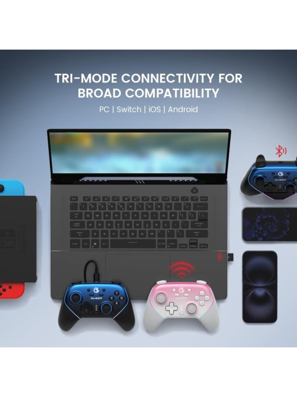 Wireless Gaming Controller for PC, Switch, iOS & Android - RGB Lighting, Hall - Picture 2 of 7